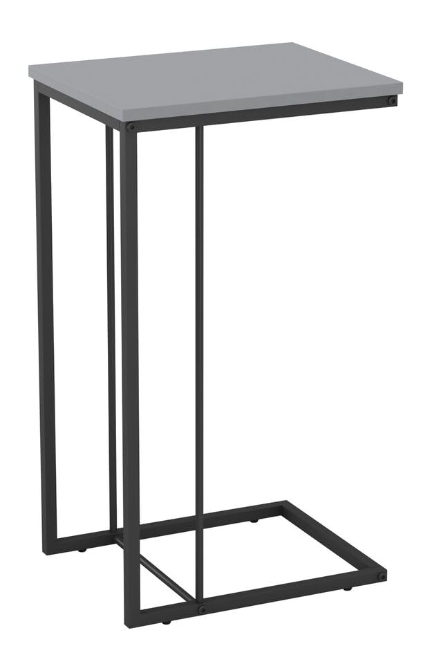 URBNLIVING C Shaped Side End Coffee Snacks Table, Bedside, Under Sofa - Metal Frame with Easy-Clean MDF Top - Compact Table for Small Spaces - Ideal for Bedroom, Lounge, Living Room or Kitchen