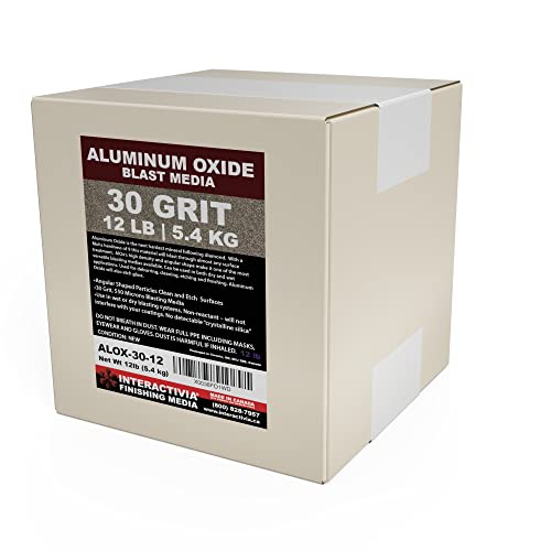 #30 Aluminum Oxide - 12 LBS - Coarse Premium Long-Lasting Sand Blasting Media, High Abrasive Force Sand Blaster Sand for Metal, Glass, Stone or Wood, Sandblasters, Blasting Cabinet, Blasting Guns