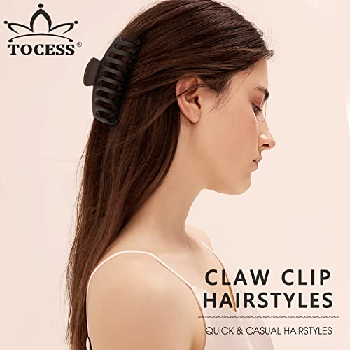 Tocess Big/Large Hair Claw Clips For Women Thin Thick Curly Hair 90'S Strong Hold 4.33 Inch Nonslip Neutral Matte Hair Clips (4 Pcs) #TOP3
