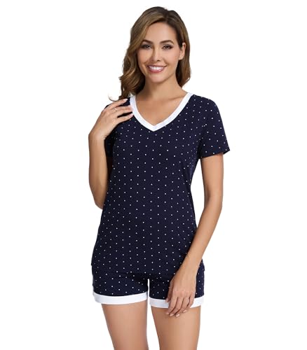 Image of WiWi Viscose from Bamboo Pajamas Set for Women Super Soft Short Sleeve Cooling Summer Plus Size Pjs Sets Sleepwear S-4X