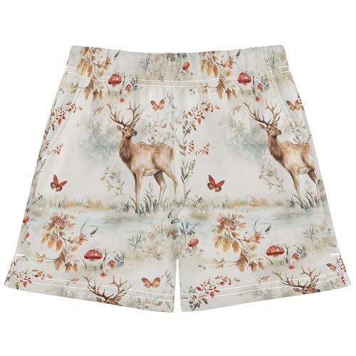 Girl Athletic Shorts High Waist Short Pants for Running XL Beauty Elk A River