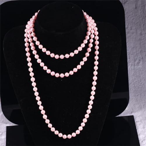 1920s Gatsby Imitation Pearl Necklace Pearl Strands Flapper Beads Necklace for Women Costume Jewelry2
