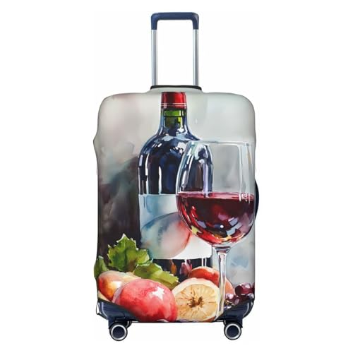 Red Wine Elastic Travel Luggage Cover, Washable Spandex Suitcase Protector, Anti-Scratch Fits 18-32 Inch
