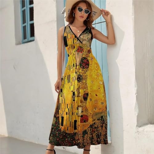 Vestido largo de playa para mujer con estampado casual de verano 4