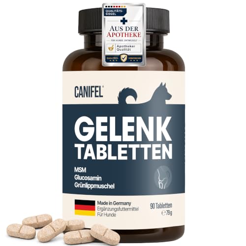 Gelenktabletten Hund, Apotheker Rezeptur, 90 Stück reicht bis zu 6 Monate, von Apothekern entwickelt & Tierärzten geprüft, mit Grünlippmuschel hochdosiert, Glucosamin, MSM, Chondroitin, Teufelskralle