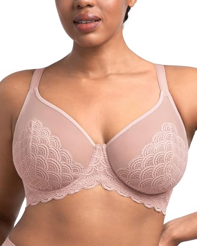 Image of HSIA Minimizer Bras for Women Large Bust Full Coverage Lace Plus Size Bra - Mermaid Scales
