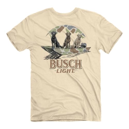 JEDCo Busch Light T-Shirt | Boat Dogs Design | 100% Cotton Natural