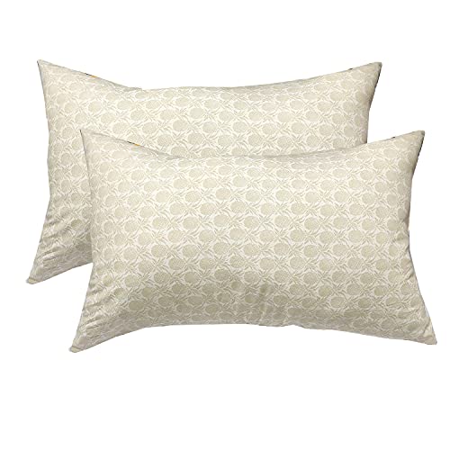 Image of ARLinen-Micro Filled Pineapple Print Cotton Pillow Takiya Combo Set of 2 for Bed Room - 16x24 Inch Size Pillow Set of 2 for Sleeping