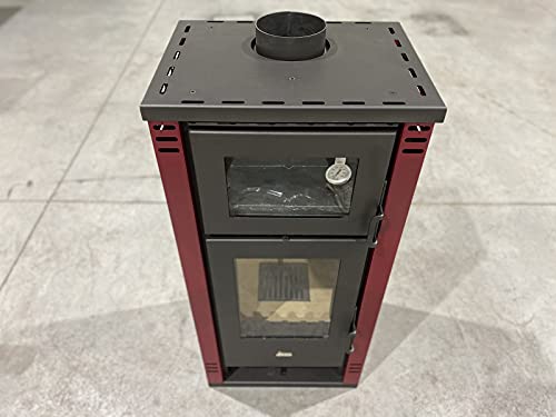 Prity EEK A+ Kaminofen mit Backfach K2 GT F Bordeaux – 8,1kW