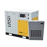 LRSD 50HP Rotary Screw Air Compressor, 37kW, 480V 3-Phase, 207 CFM @ 116 PSI, Variable Speed Drive Industrial Air Compressor with 50HP Refrigerated Dryer, Optional 220V Single-Phase, Model TK37-8