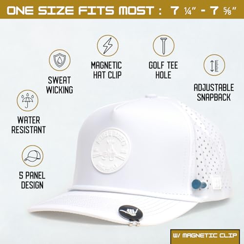 Image of BRIMZ Golf Performance Hat - Tee Holder & Magnetic Ball Marker - Breathable, Sweat & Water Resistant Golfing Snapback Hat