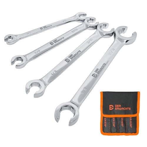 4-Piece Flare Nut Wrench Set with Organizer Pouch