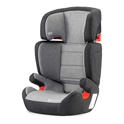 Kinderkraft Car Seat JUNIOR FIX, Booster Child Seat, with Isofix, Adjustable Headrest, for Toddlers, Infant, Group 2/3, 15-36 Kg, Up to 12 Years, Safety Certificate ECE R44/04, Gray Cover