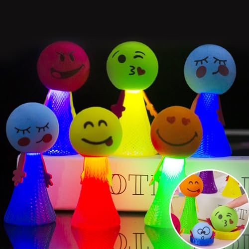 JOKILY 12 Stück LED Feder Leucht Springendes Spielzeug, LED Leuchtspielzeug Kinder, Mitgebsel kindergeburtstag, Springbälle Hüpfball, Kindergeburtstag Mitgebsel Set,Emoticons Puppen für Kinder