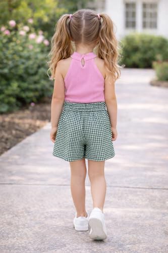 Image of Girl's Solid Cotton Blend Style Top and Shorts Set