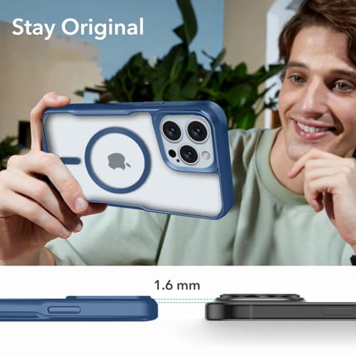 Image of KARWAN iPhone 15 Pro Back Case Cover Hybrid Acrylic Transparent Electroplated Shockproof Phone Case for iPhone 15 Pro (TPU | Titanium Blue