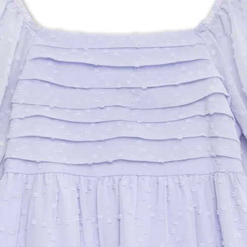 Speechless Girls' Square Neck Puff Sleeve Ruffle Hem Knee Length Dress3