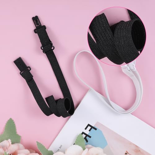 Women's Invisible Shirt Tuck Belt (4 Pack) - Adjustable No Slip Elastic Band, Stays Hidden Under Tops & Dresses for Effortless Style, Black + White4