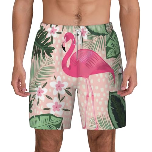 Short de bain homme séchage rapide fini le maillot mouillé imprimé flamant rose
