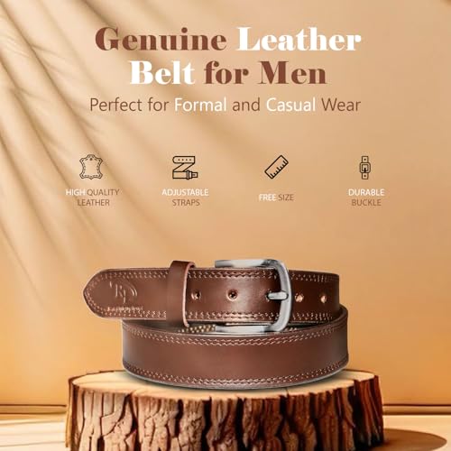 Genuine Leather Belt for Men | Formal & Casual | Adjustable Buckle | Stylish Durable Original Belt3