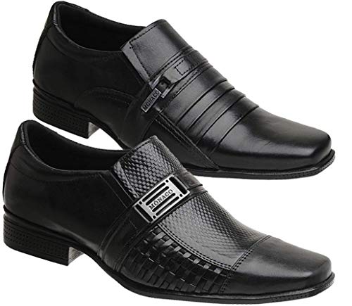 Kit 2 Pares Sapato Social Masculino Couro Legitimo (39,Preto)
