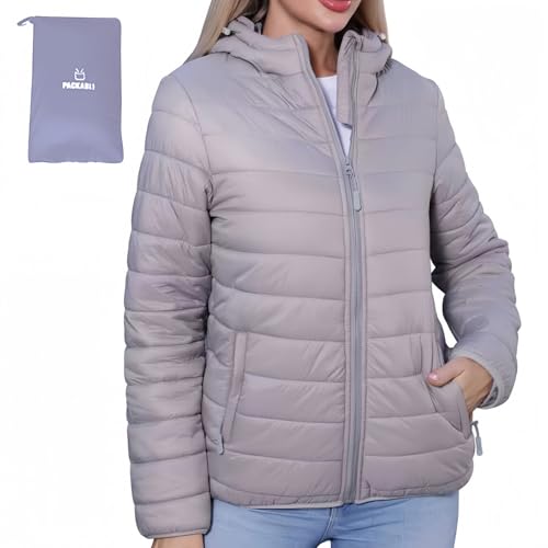 Bello vita Women's Packable Winter Puffer Coat | Lightweight Quilted Jacket with Hood | Full Zip Travel