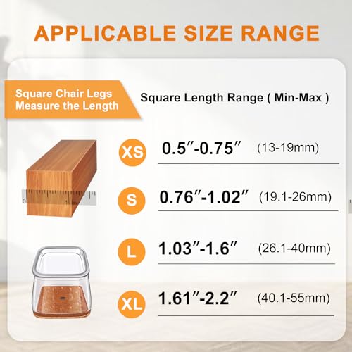 Viume 24 Pcs Chair Leg Floor Protectors For Hardwood Floors Square Silicone Covers To Protect Wood Tile Floors Felt Pads Furniture Leg Caps Non-Slip Reduce Noise  thumb #4