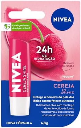 NIVEA Hidratante Labial Cereja Shine 4,8g, Hidratação Intensa 24h...