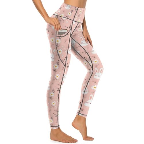 Legging lapin pour femme et pantalon de yoga taille haute confortable