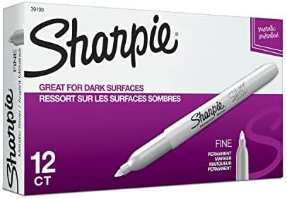 Sharpie Metallic Permanent Markers, Fine Point, Silver, 12 Count