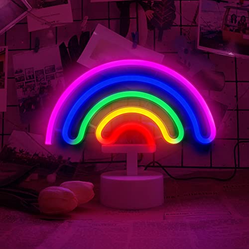 Lampe néon arc-en-ciel veilleuse LED batterie/USB décoration Noël, anniversaire, chambre