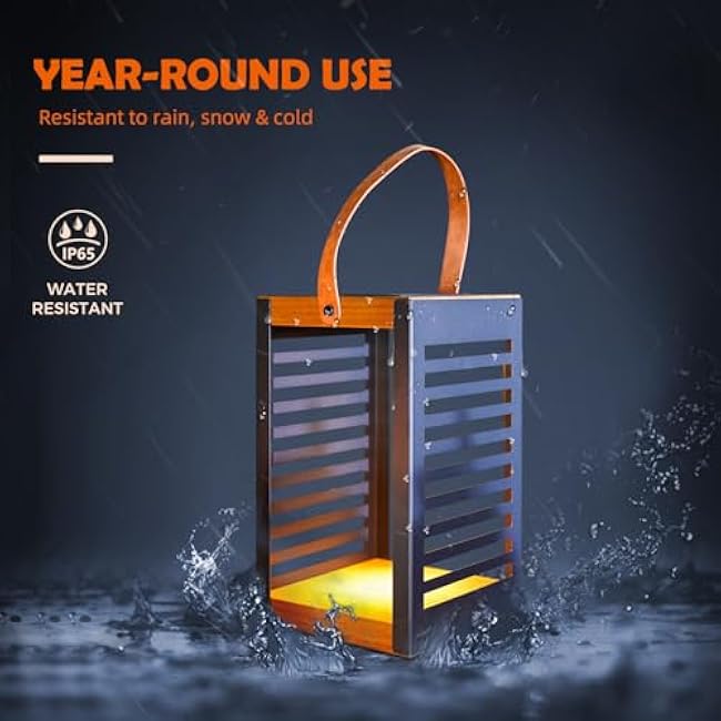 Solar Yard Outdoor Solar Lanterns, Solar Lamp Decorative Outdoor Water-Resistant Steel Table Decor with Handle for Patio, Yard, Porch, Small