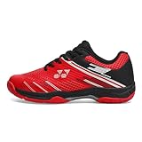 Unisex Wear-Resistant Anti-Slip Badminton Training Shoes - Fashion Lightweight Commute Running Fitness Sneakers (Black red,5.5)
