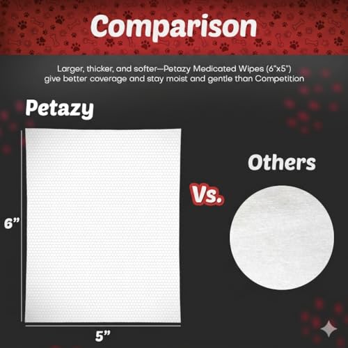 Petazy 2% Chlorhexidine Wipes for Dogs 3X Larger | Yeast Infection Ringworm Fungus Hot Spot Itch Relief | Medicated Antibacterial Antifungal Gentle Soothing Topical Wipes for Dog Cat | 50 Wipes 5x6 - Image 3
