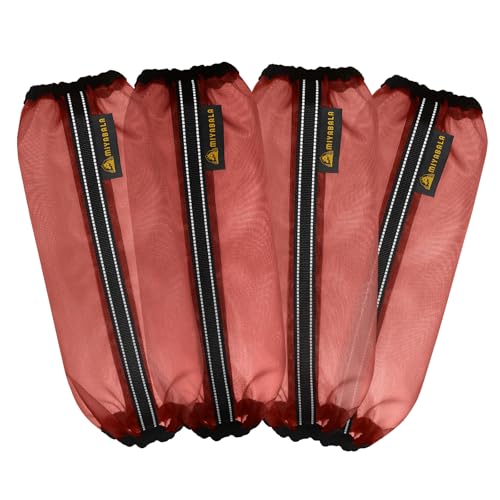Image of Fly Boots for Horses Set of 4,Universal Size Fine Mesh Horse Fly Boots with Built-in Metal Support,Fly Leggings for Horses with Fleece Trimming and Reflective Webbing (Orange)