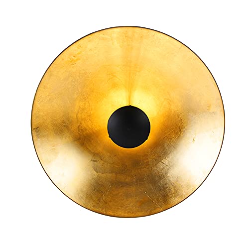 Qazqa Moderno Lámpara de techo vintage negra/oro 60cm - EMILIENNE Novo Acero Redonda Adecuado para LED Max. 1 x 60 Watt