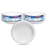 Bsix 9 inch Plastic Plates Microve Safe 200 Count White