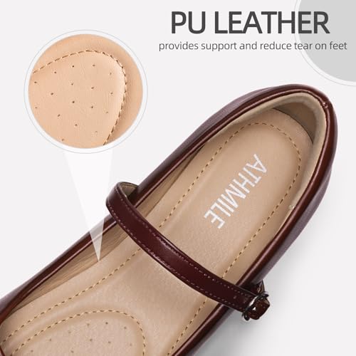 Image of Women's Mary Jane Shoes, Ballet Flats for Women, Square Toe Shoes for Women | Comfortable Dressy Adjustable Buckle Strap for Work Office business Casual, Memory Foam PU Sole Slip Resistant Wedding Party