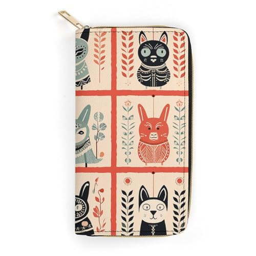 Porte-cartes de crédit zippé grand format pour femme, portefeuille compagnon au style unique