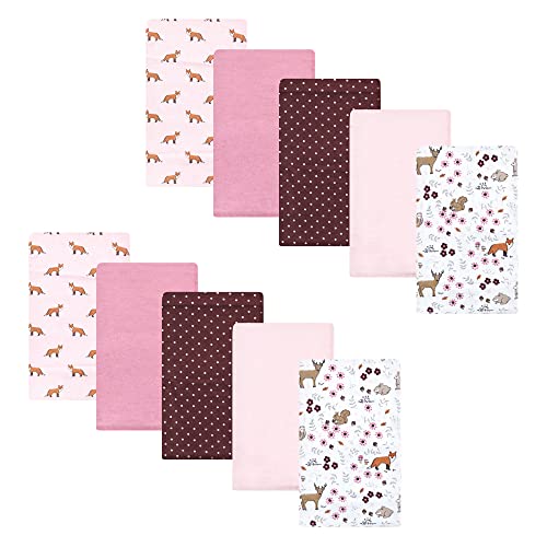 Image of Hudson Baby Unisex Baby Cotton Flannel Burp Cloths, Woodland Floral, One Size