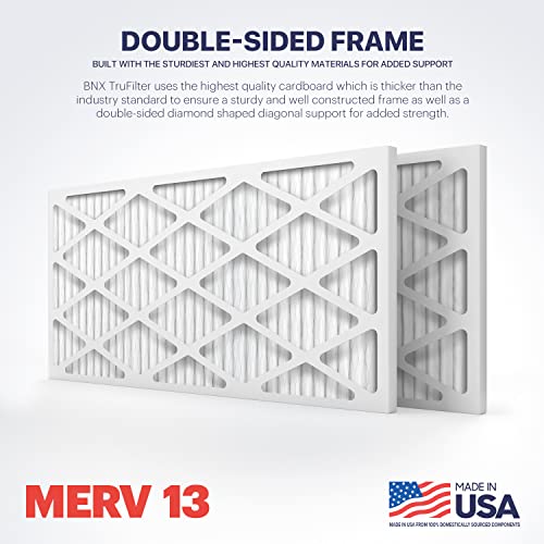 BNX TruFilter 20x30x1 Air Filter MERV 13 (4-Pack) - MADE IN USA - Electrostatic Pleated Air Conditioner HVAC AC Furnace Filters for Allergies, Pollen, Mold, Bacteria, Smoke, Allergen, MPR 1900 FPR 10