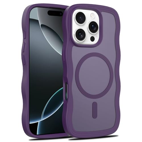 Coque iPhone 16 Pro violette : protection mate et cadre ondulé anti-choc