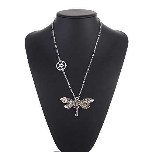 Steampunk Dragonfly Pendant Sweater Necklace With 25”Chain #TOP4