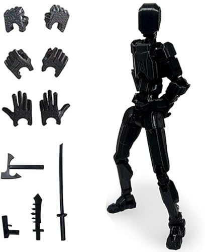 Womefic Titan 13 Action Figure, T13 Action Figures 3D Printed Multi-Jointed Movable, Nova 13 Action Figure Lucky 13 Action Figure Dummy 13 Action Figure, Game Gifts Valentines Gifts (Black)