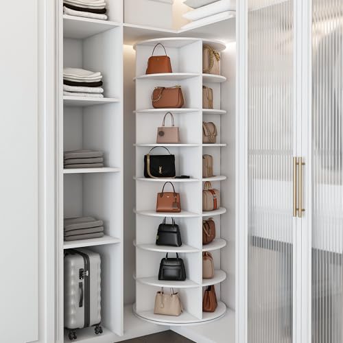 Image of Leavader Rotating Shoe Rack Tower, 8-Tier Spinning Storage Rack, Free Standing 360 Revolving Shoe Organizer, Holds 32 Pairs of Shoes
