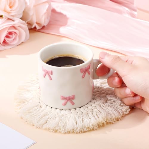 Taza de cerámica rosa Jingmore con lazo 11oz miniatura 4