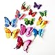 Jisrcha 60 Stück Schmetterlings-Wandaufkleber, Dekorative Schmetterlinge, 3D Wand Dekoration Schmetterlinge Fliegende Schmetterling Deko für Kinderzimmer Deko, Dekoration Curtains, Party (Regenbogen)