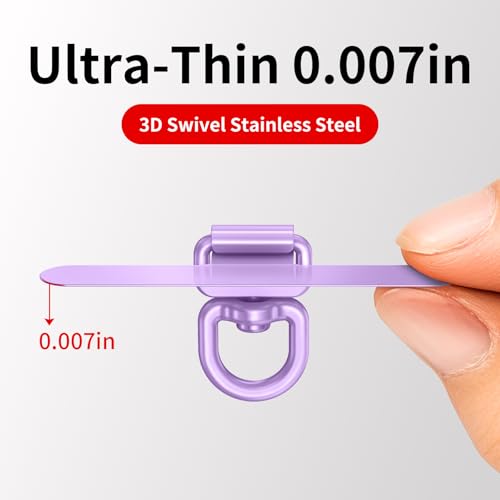 Image of saxsion Phone Tether Tab & Lanyard Tab, 360 Swivel Clip - Ultra Thin Stainless Steel Universal Patch for All Phone Cases