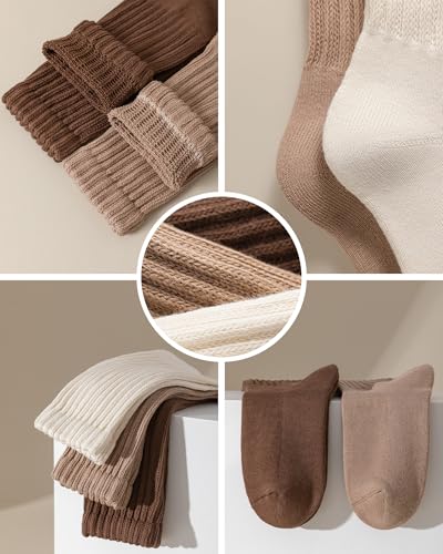 Image of 3 Pairs Slouch Socks for Women Soft Mid Calf Rib Scrunch Crew Tube Socks