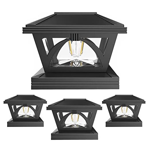 ENSLI Solar Outdoor Post Cap Lights, 4 Pack Brighter Solar Post Lights Outdoor Waterproof, Fence Post Cap Lights Solar Powered Deck Post Lights Fit 4x4 5x5 6x6 Posts for Fence Deck Garden Decoration